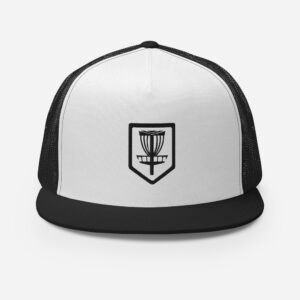 Disc Golf 5 Panel Trucker Cap - Krushed Shield - White/Black
