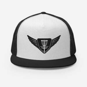Disc Golf 5 Panel Trucker Cap - Krushed Wings - White/Black