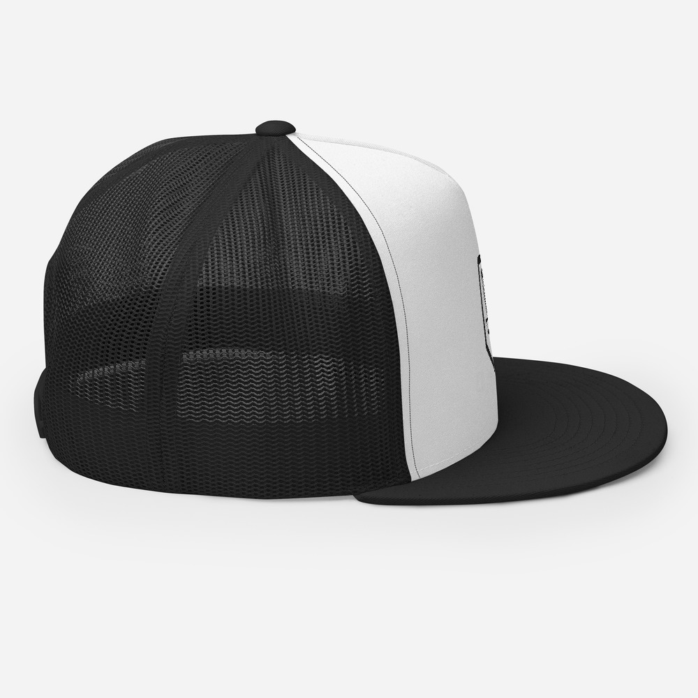 Disc Golf 5 Panel Trucker Cap - Krushed Shield - White/Black - Image 7