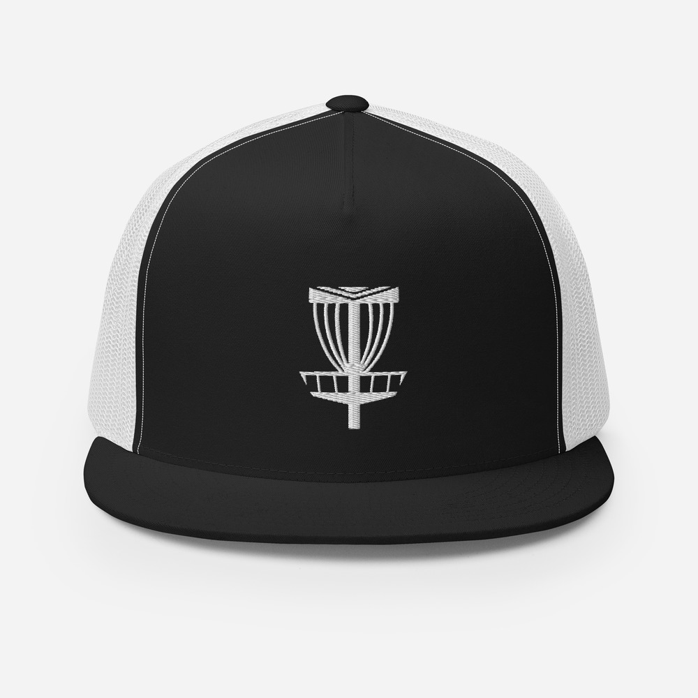 Disc Golf 5 Panel Trucker Cap - Krushed Basket - Black