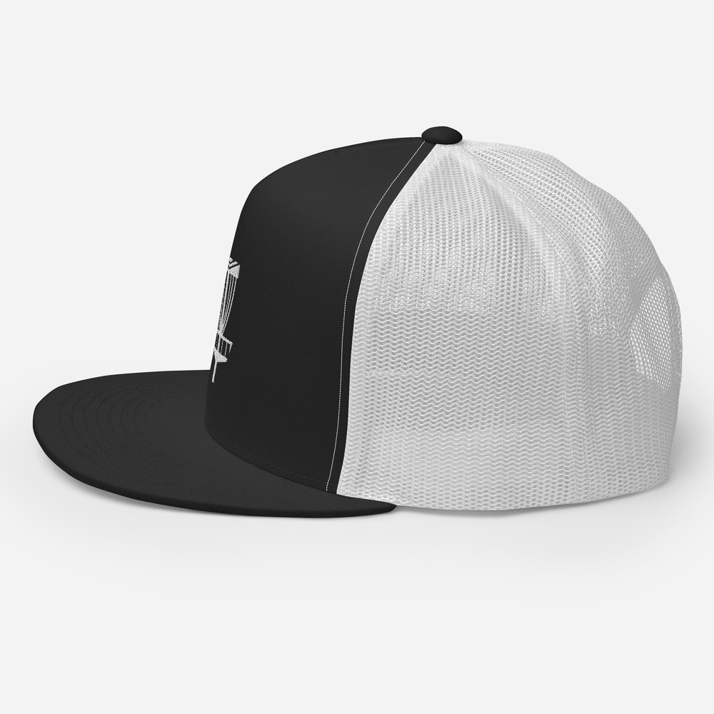 Disc Golf 5 Panel Trucker Cap - Krushed Basket - Black - Image 5