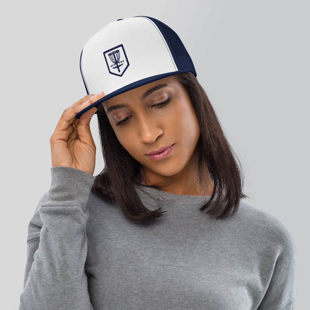 Disc Golf 5 Panel Trucker Cap - Krushed Shield - Navy - Image 3