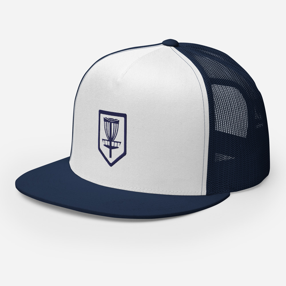 Disc Golf 5 Panel Trucker Cap - Krushed Shield - Navy - Image 6