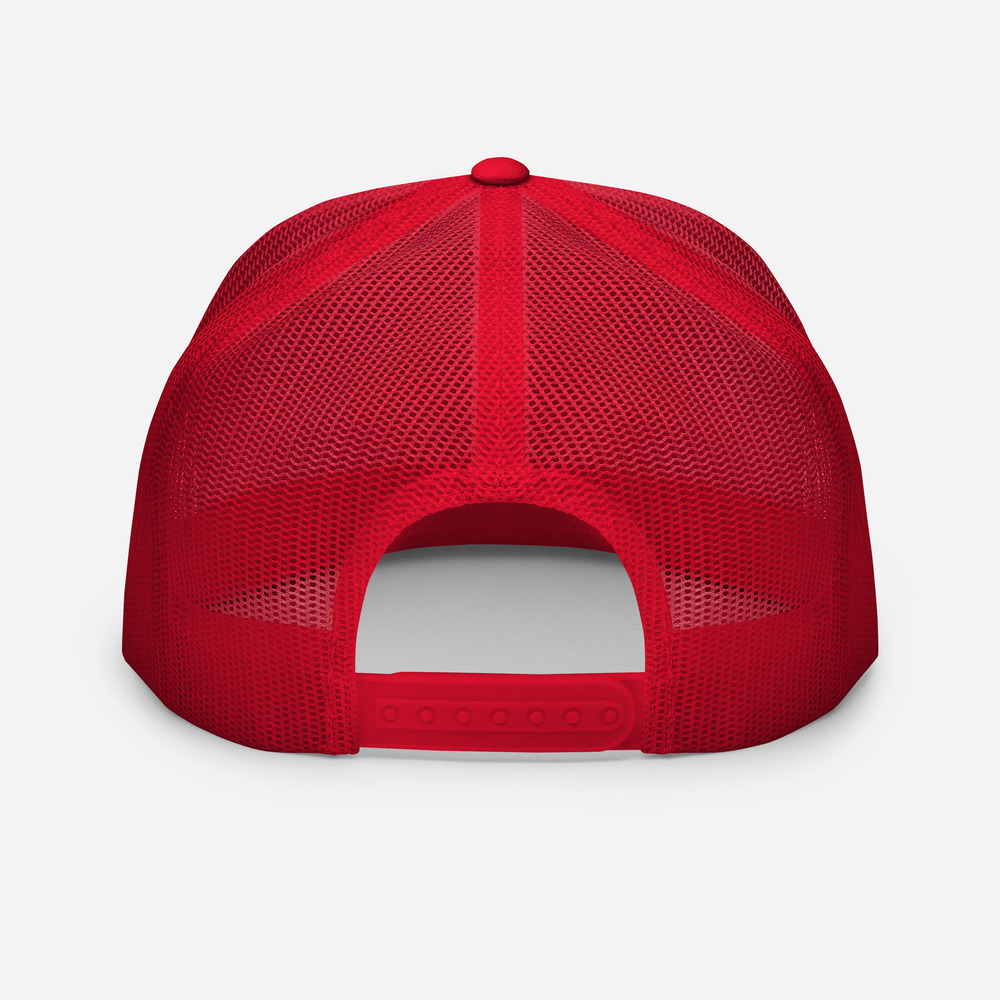 Disc Golf 5 Panel Trucker Cap - Krushed Player - Red/Black - Image 4