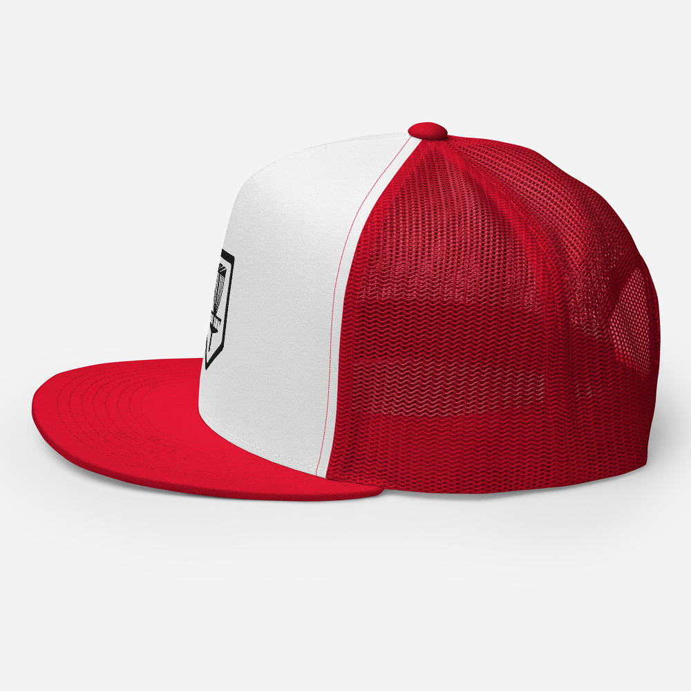 Disc Golf 5 Panel Trucker Cap - Krushed Shield - Red/Black - Image 5