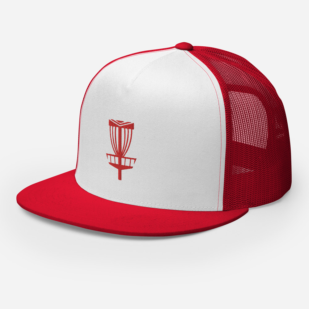 Disc Golf 5 Panel Trucker Cap - Krushed Basket - Red - Image 6