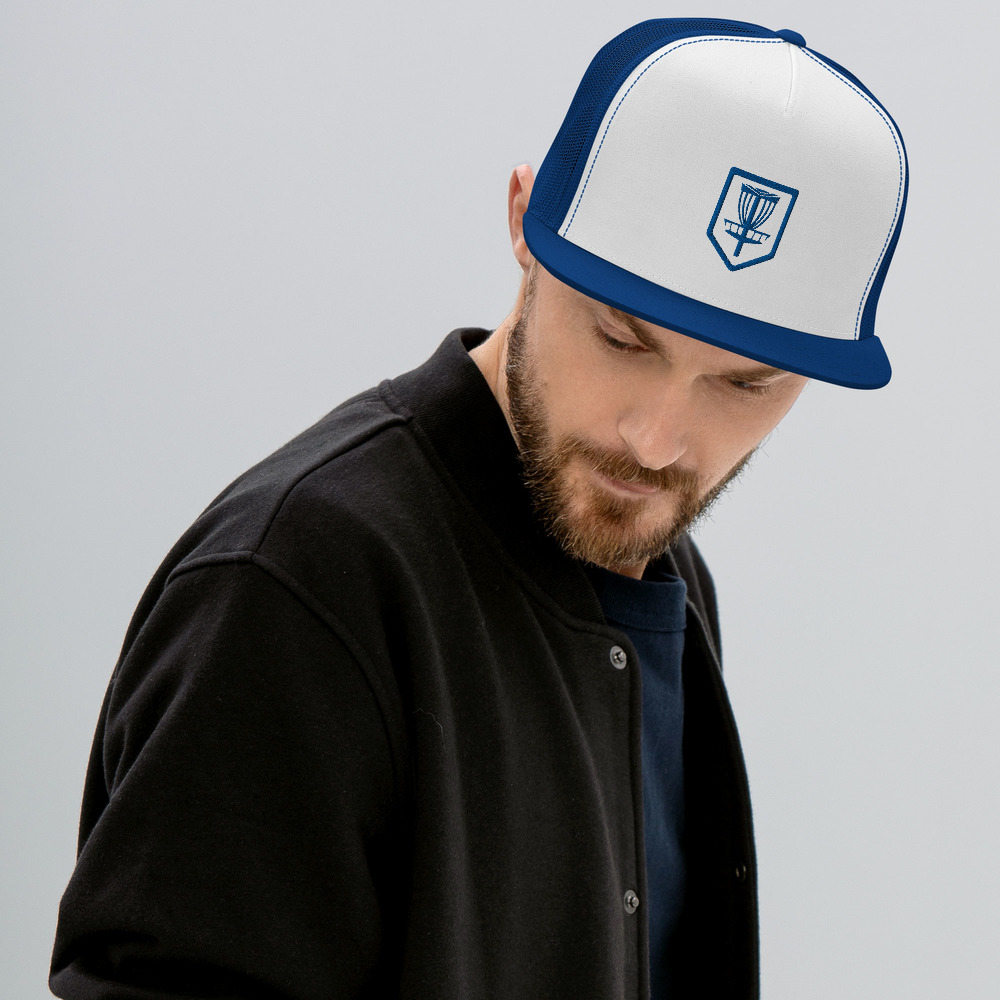Disc Golf 5 Panel Trucker Cap - Krushed Shield - Royal - Image 2