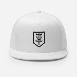 Disc Golf 5 Panel Trucker Cap - Krushed Shield - All White/Black