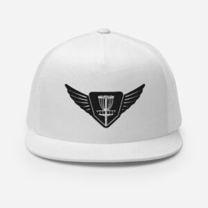 Disc Golf 5 Panel Trucker Cap - Krushed Wings - All White/Black