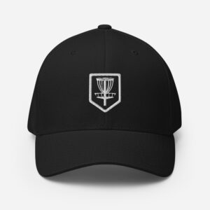 Disc Golf Flexfit Hat - Krushed Shield - Black/White