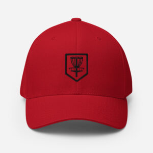 Disc Golf Flexfit Hat - Krushed Shield - Red/Black