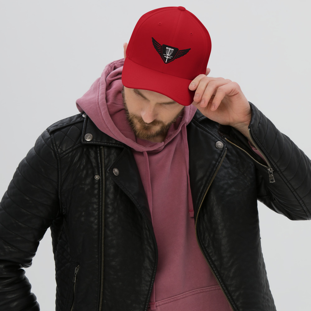 Disc Golf Flexfit Hat - Krushed Wings - Red/Black - Image 4