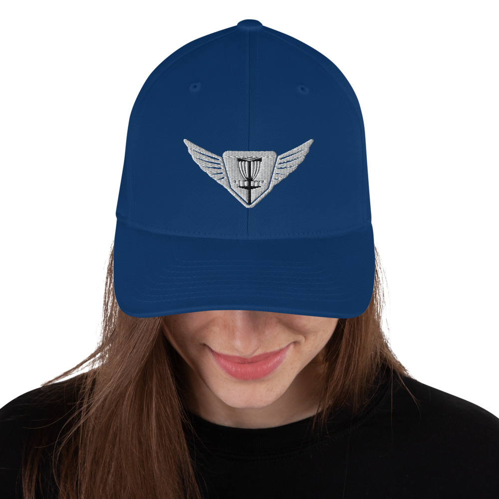 Disc Golf Flexfit Hat - Krushed Wings - Blue/White - Image 2