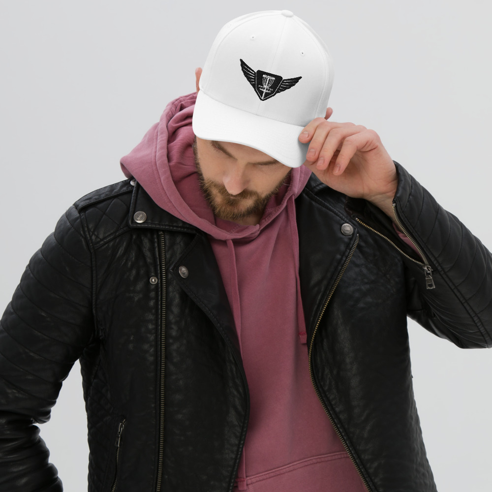 Disc Golf Flexfit Hat - Krushed Wings - White/Black - Image 4
