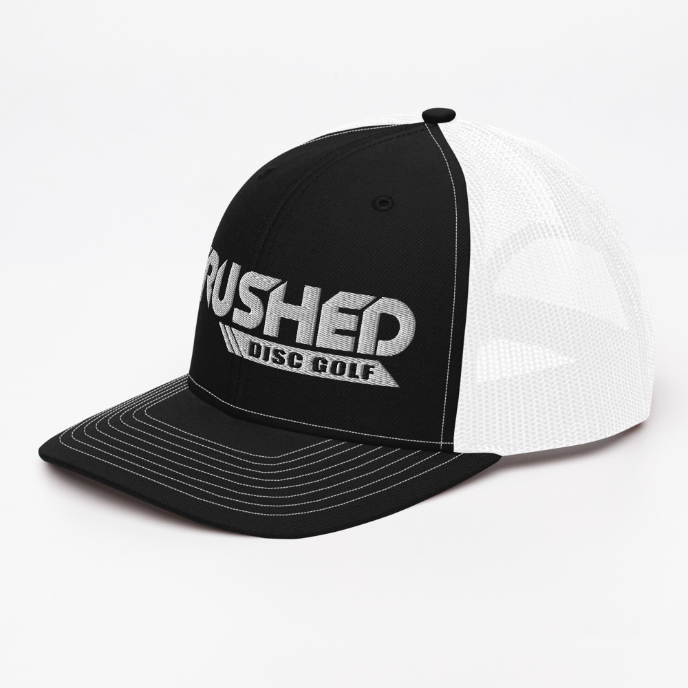 Disc Golf Trucker Cap – Black/White – Krushed Logo - Image 7