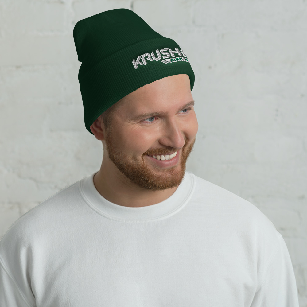 Disc Golf Cuffed Beanie – Krushed Logo - Green - Image 2