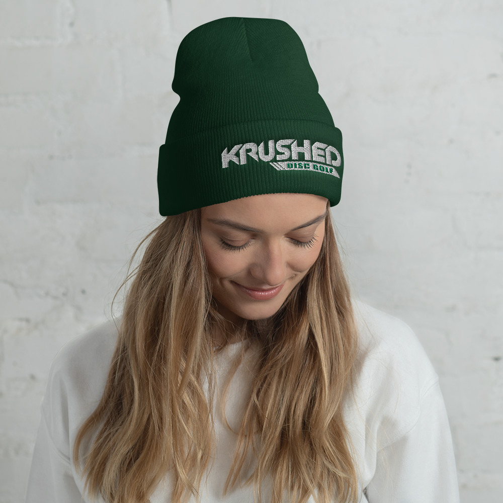 Disc Golf Cuffed Beanie – Krushed Logo - Green - Image 3